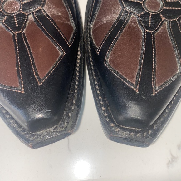Lane fine boots Size 8 1/2 Black and Brown floral stitch boot - Picture 8 of 11